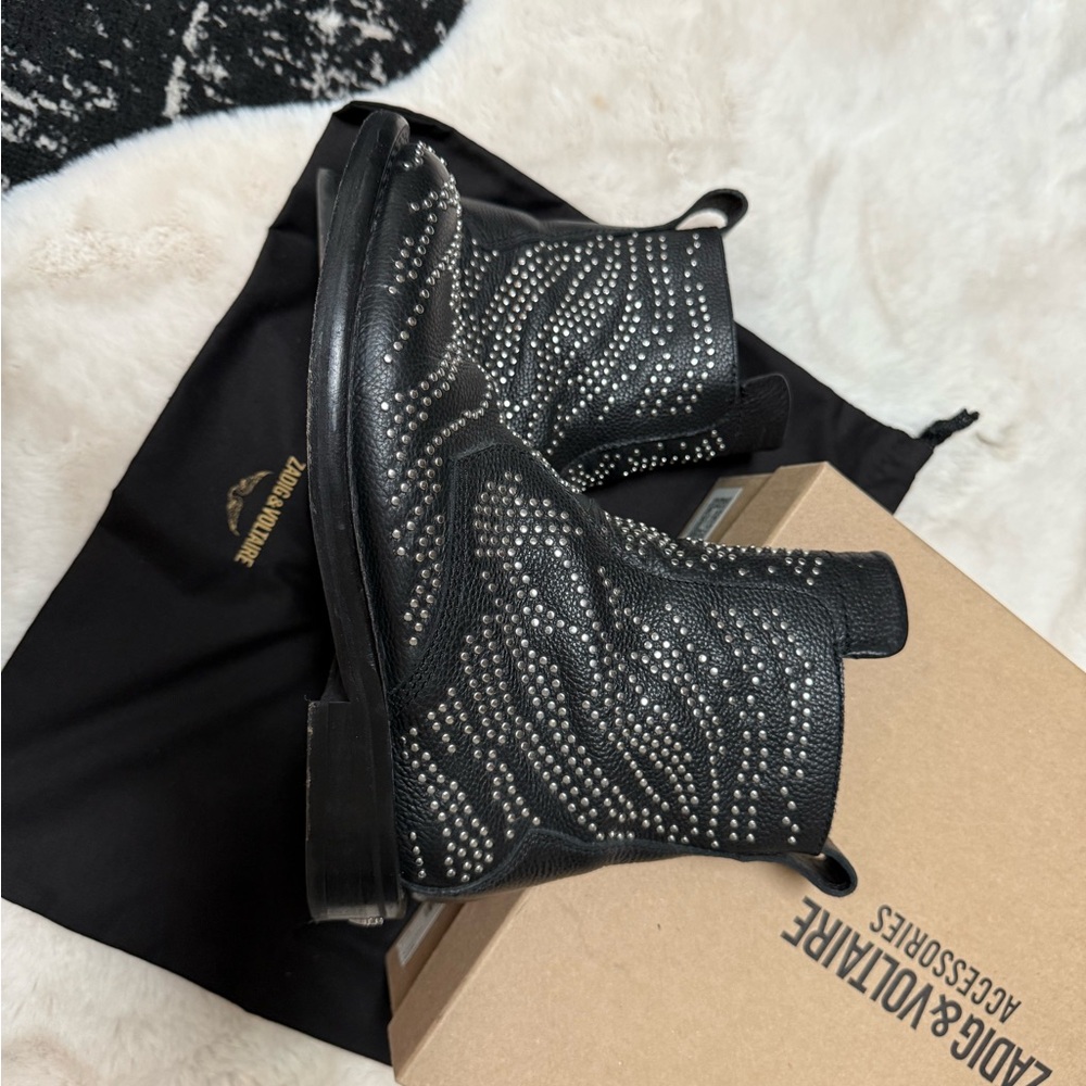 Zadig & Voltaire Laureen Black Studded Ankle Boots - Picture 8 of 9